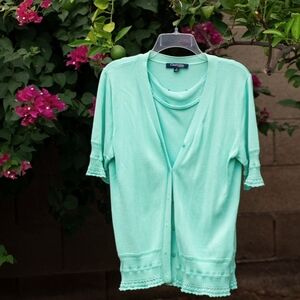 Chadwick's Of Boston Seafoam Green Cardigan Set